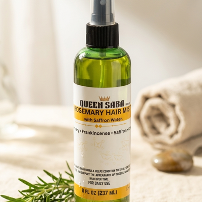 Queen Saba Beauty Rosemary & Frankincense Herbal Hair Mist – Saffron Botanical Scalp Elixir