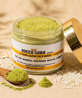Queen Saba Beauty 6 Herb Botanical Powder Face Mask – Rice, Oat, Moringa, Fenugreek, Matcha & Turmeric
